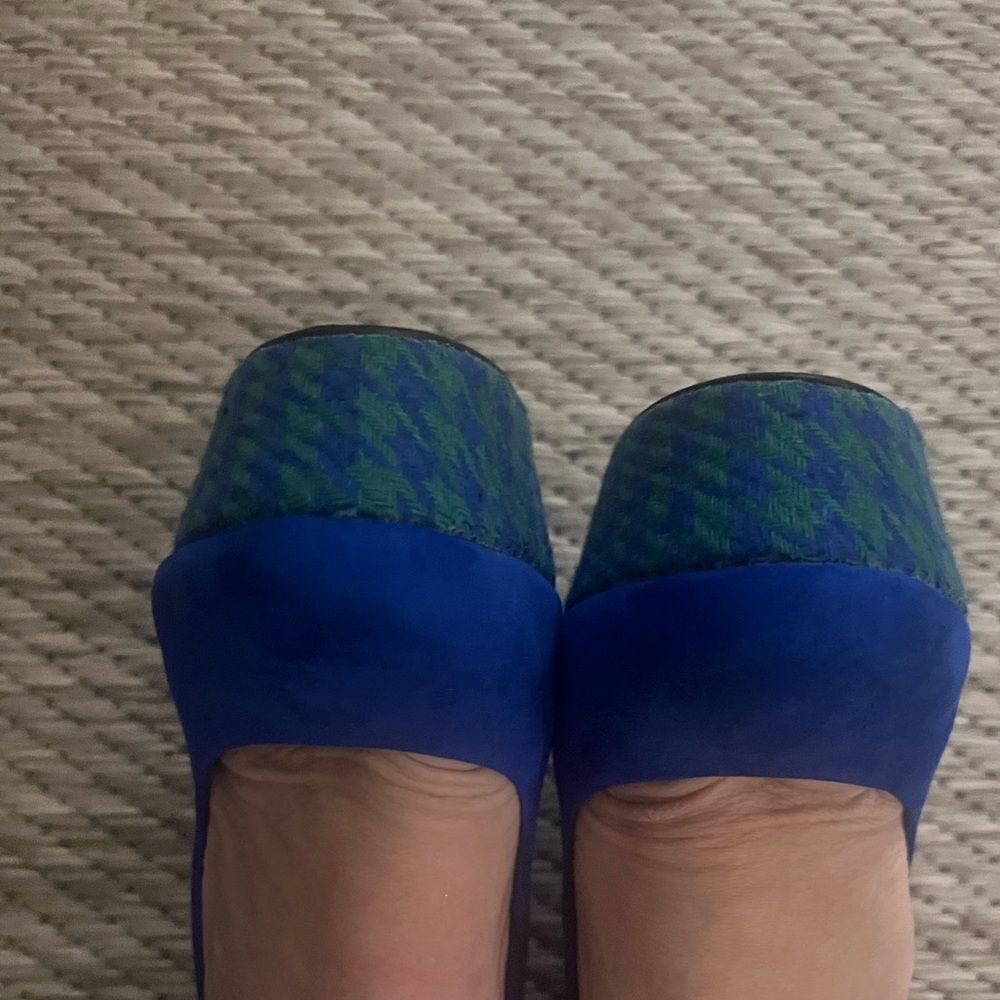 🛍️ Blue green suede, embroidered platform, stiletto pumps, high heels, size 7 - Picture 14 of 16